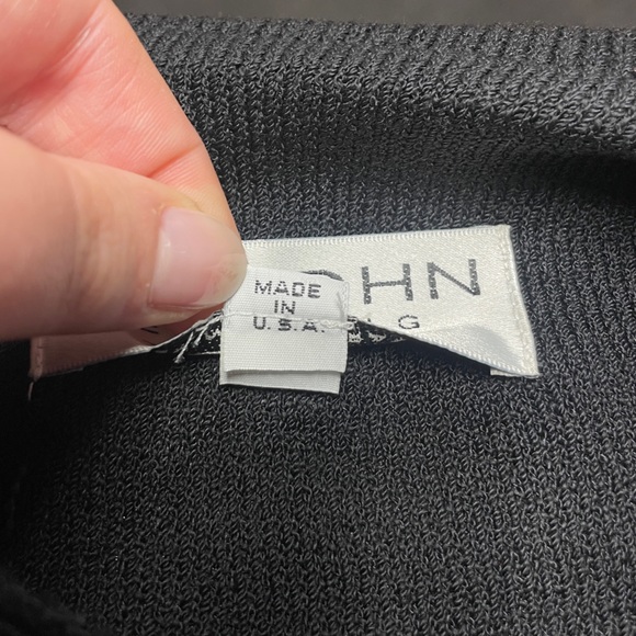 St. John Evening Black Silver Sequin Detail Wrap Sweater Dress Sz 8 - Picture 3 of 7